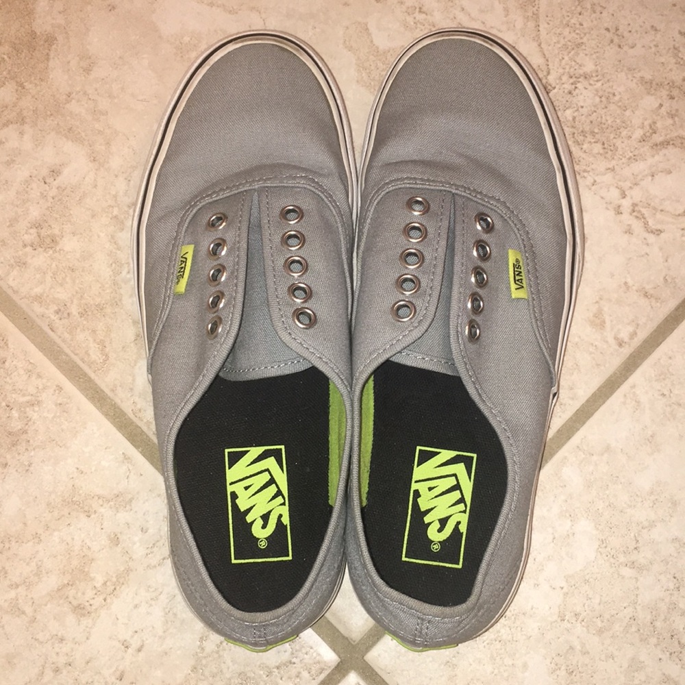 Vans Authentic Women’s Size 8 Classic Gray & Neon Green Sneakers Shoes